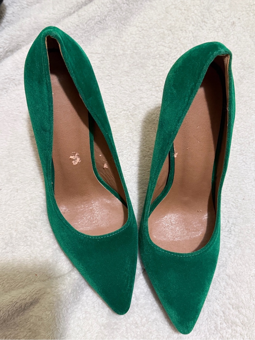 Green Suede Pointed-Toe Women's Pumps
